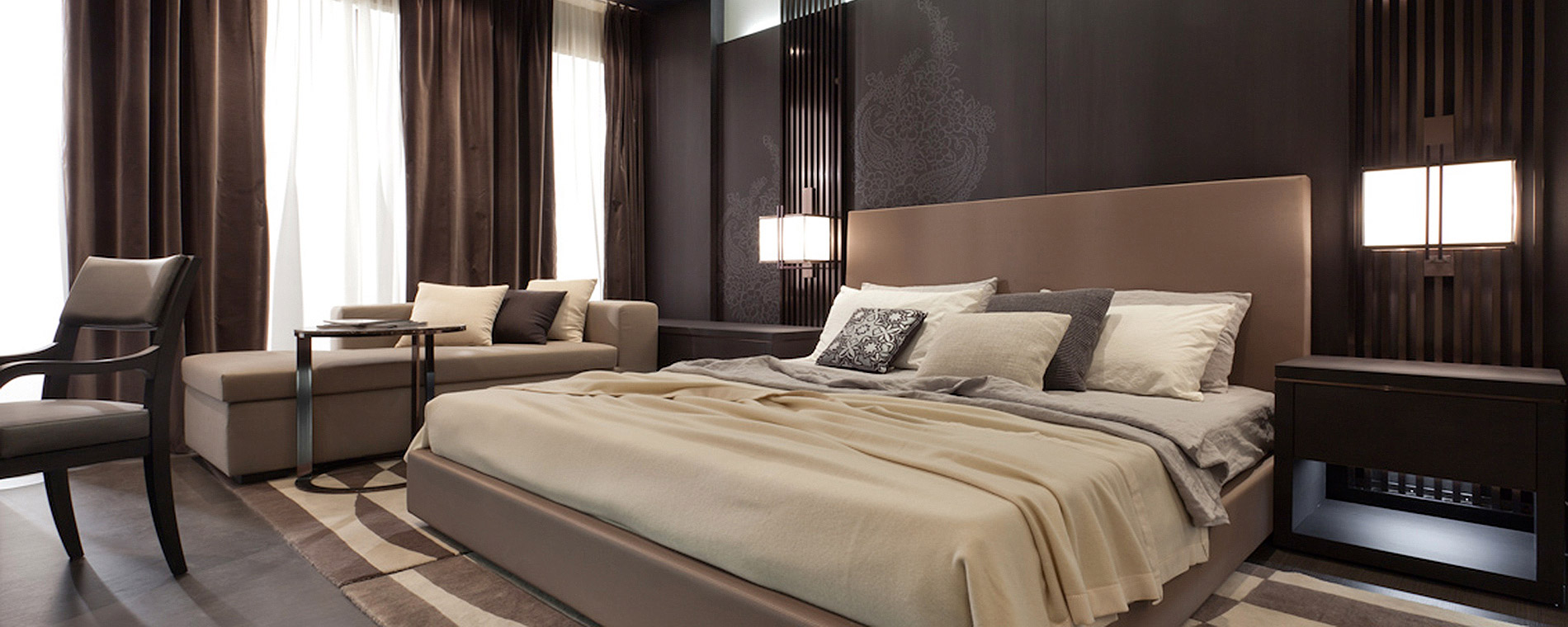 seating, beds, curtains and wall coverings